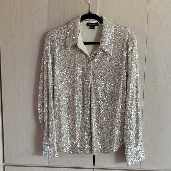 Sanctuary Radiant Sequin Button-Up Shirt - Champagne - Picture 3 of 7